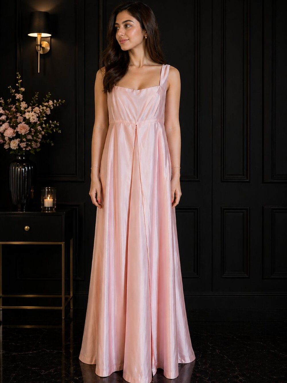 Vera Wang Champagne Casual Maxi Dress | Sleeveless Elegant Gown for All Occasion